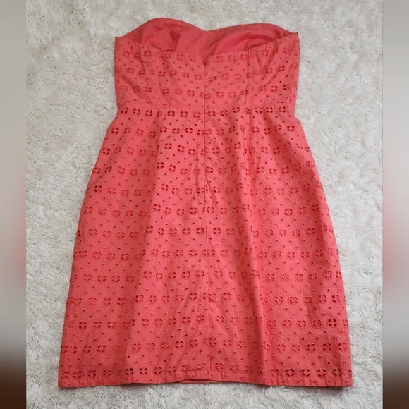 J CREW Factory NWT Eyelet Strapless Dress Salmon Pink Sz 6 - Picture 4 of 9